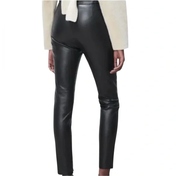 EUC Zara Black Faux Leather High-Waist Ankle Zip Pants - Picture 2 of 13